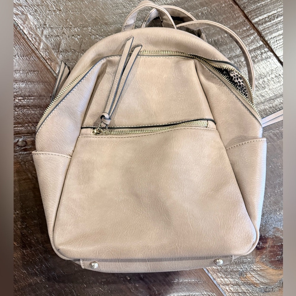 Everyday Neutral Cream Faux Leather Backpack - Modern Carryall